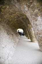 A porticoed stone pathway in Park Guell, Barcelona, Spain, 2007. Artist: Samuel Magal
