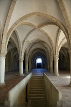 Monks' hall with steps and Gothic vault, Monastery of Alcobaca, Alcobaca, Portugal, 2009.  Artist: Samuel Magal