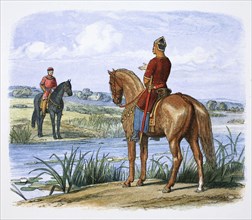 Henry of Anjou and Stephen confer across the Thames, 1153 (1864). Artist: James William Edmund Doyle