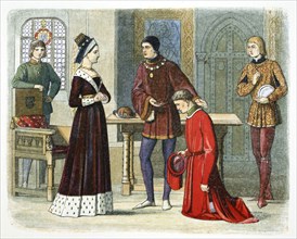 The Earl of Warwick submits to Queen Margaret, 1470 (1864).  Artist: James William Edmund Doyle