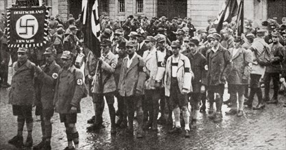 Parade by members of the SA, Weimar, Germany, 1926. Artist: Unknown