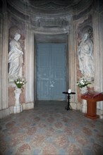 A statue of St Barbara (left) in the Mafra National Palace, Mafra, Portugal, 2009. Artist: Samuel Magal