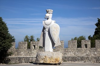 A statue of Sancho I at the fortress at Sesimbra, Portugal, 2009. Artist: Samuel Magal