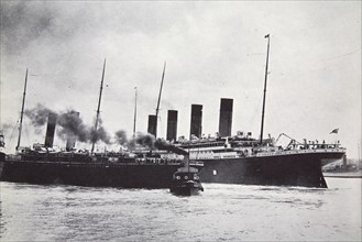 The RMS 'Titanic' leaving Southampton, 10 April 1912. Artist: Unknown