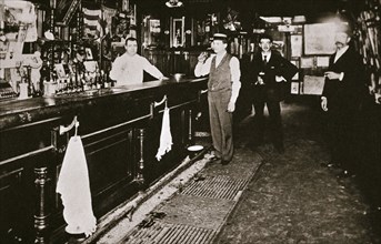 Steve Brodie in his bar, the New York City Tavern, New York City, USA, c1890s. Artist: Unknown