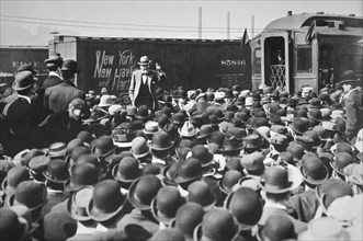 Eugene Victor Debs, American Union leader, addressing a crowd, 20th century. Artist: Unknown