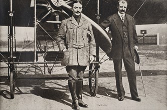 Adolphe Pégoud and Louis Bleriot, French aviators, Brooklands, Surrey, 1913.  Artist: S and G