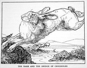 'The Hare and the Bridge of Crocodiles', 1925. Artist: Unknown