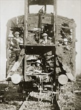 Captured German railway carriage, the Ancre, France, World War I, 1916. Artist: Unknown