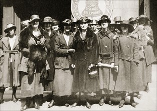 Female telephone operators on strike in Boston, Massachusetts, USA, 1919. Artist: Unknown
