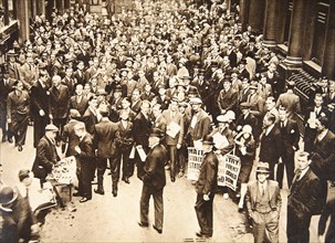 Crowd outside London Stock Exchange after fall of the Hatry Group, 1929. Artist: Unknown