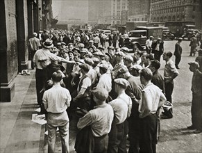 Longshoremen being picked out by a boss, New York, USA, 1920s or 1930s. Artist: Unknown