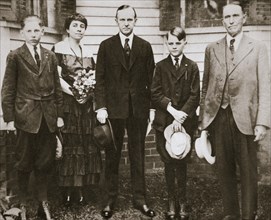 Calvin Coolidge, American politician, with his father, wife, and sons, 1920. Artist: Unknown
