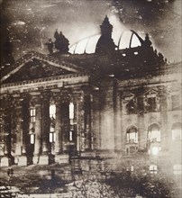 The Reichstag on fire, Berlin, Germany, 27 February 1933. Artist: Unknown