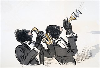 Saxophone and Trumpet Player, from 'White Bottoms' pub. 1927.