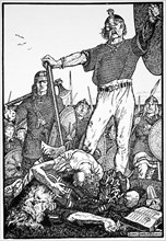 Death of Brian Boru at the Battle of Clontarf, Ireland, 1014 (1913).  Artist: Morris Meredith Williams