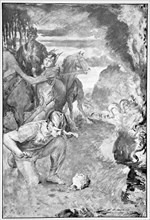 'Beowulf finds the head of Aschere', 1910.  Artist: John Henry Frederick Bacon