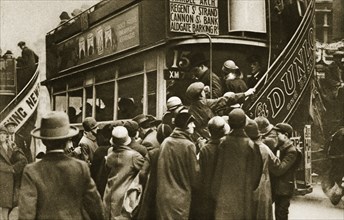 Londoners rushing for a bus on Ludgate Hill, c1920s(?). Artist: Unknown