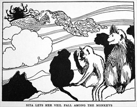 'Sita Lets Her Veil Fall among the Monkeys', 1925. Artist: Unknown