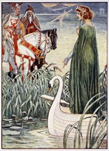 'King Arthur asks the Lady of the Lake for the sword Excalibur', 1911. Artist: Unknown