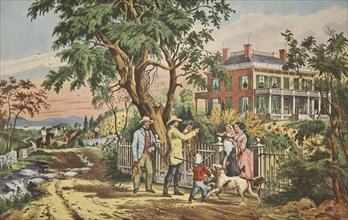 American Country Life - October Afternoon,pub. 1855, Currier & Ives (Colour Lithograph)