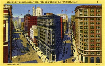 Market and Post Streets from Montgomery Street, San Francisco, California, USA, 1932. Artist: Unknown