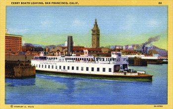 Ferry boats leaving San Francisco, California, USA, 1932. Artist: Unknown