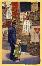 Bulletin of latest news, Chinatown, San Francisco, California, USA, 1932. Artist: Unknown