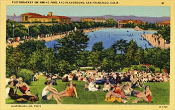 Fleishhacker Swimming Pool and Playground, San Francisco, California, USA, 1932. Artist: Unknown