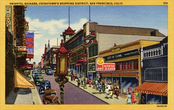 Oriental bazaars, Chinatown's shopping district, San Francisco, California, USA, 1947. Artist: Unknown