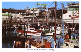 Fishing boats, Fisherman's Wharf, San Francisco, California, USA, 1957. Artist: Unknown