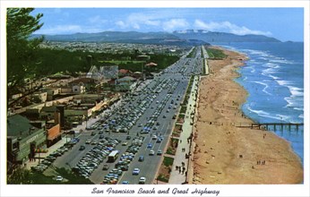 San Francisco Beach and Great Highway, California, USA, 1957. Artist: Unknown
