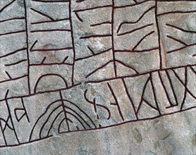 Detail of the runic stone at Rök, Östergötland, Sweden.  Artist: Mats Alm