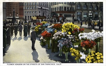 Flower Vendors on the Streets of San Francisco, California, 1921. Artist: Unknown
