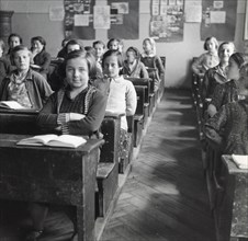 Schoolgirls in a classroom, Sarajevo, Bosnia-Hercegovina, Yugoslavia, 1939. Artist: Unknown