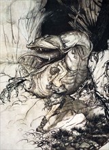 'Siegfried kills Fafner', 1924.  Artist: Arthur Rackham