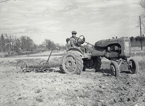 Harrowing with an Allis-Chalmers tractor, Sweden, 1950. Artist: Torkel Lindeberg