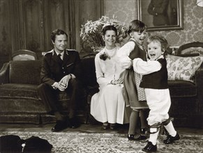 The Swedish Royal Family at their official Christmas photo shoot, 1981. Artist: Unknown