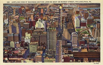 Aerial view of the business district, Philadelphia, Pennsylvania, USA, 1933. Artist: Unknown