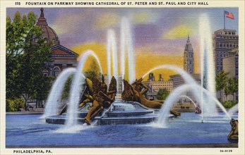 Fountain of Parkway, Philadelphia, Pennsylvania, USA, 1933. Artist: Unknown