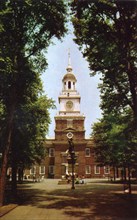 Barry Statue and Independence Hall, Philadelphia, Pennsylvania, USA, 1953. Artist: Unknown