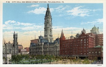City Hall and Broad Street Station, Philadelphia, Pennsylvania, USA, 1926. Artist: Unknown