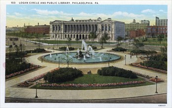 Logan Circle and the Public Library, Philadelphia, Pennsylvania, USA, 1926. Artist: Unknown