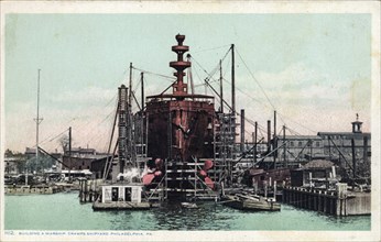 Building a warship, Cramp's Shipyard, Philadelphia, Pennsylvania, USA, 1905. Artist: Unknown