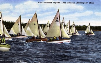 Sailing regatta, Lake Calhoun, Minneapolis, Minnesota, USA, 1949. Artist: Unknown