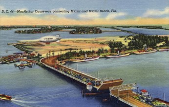 MacArthur Causeway connecting Miami and Miami Beach, Florida, USA, 1940. Artist: Unknown