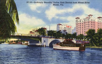 'Strikingly beautiful Dallas Park section from Miami River, Miami, Florida', USA, 1950. Artist: Unknown