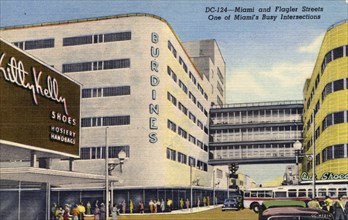 'Miami and Flagler Streets, one of Miami's busiest intersections', Florida, USA, 1950. Artist: Unknown