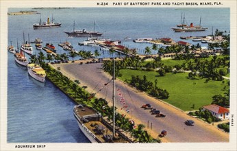 Part of Bayfront Park and the yacht basin, Miami, Florida, USA, 1933. Artist: Unknown