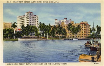 Apartment hotels along the Miami River, Miami, Florida, USA, 1933. Artist: Unknown